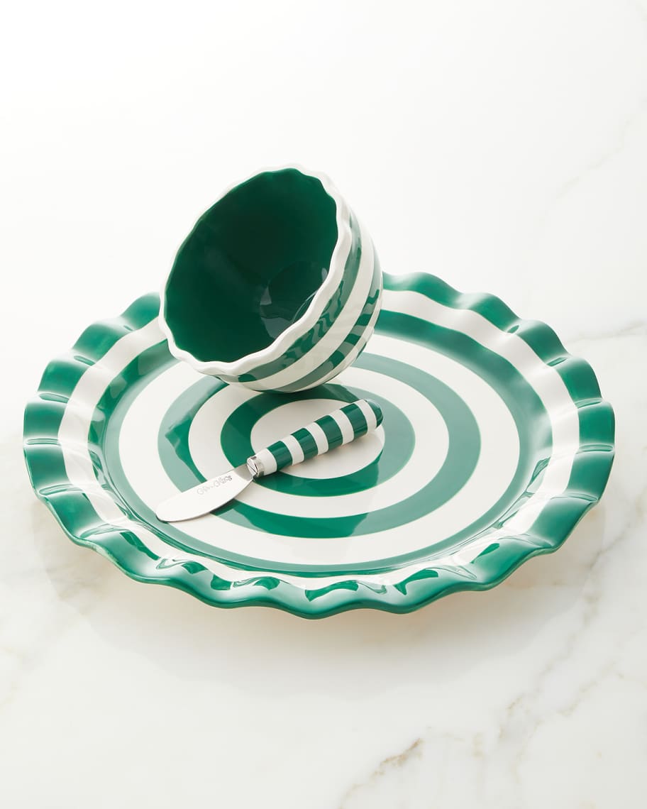 Image 1 of 2: Emerald Spot On Platter with Bowl and Spreader