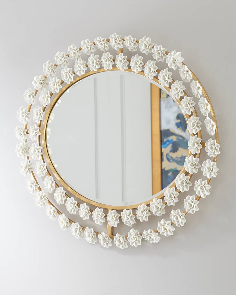 Image 2 of 2: Porcelain Flower Mirror