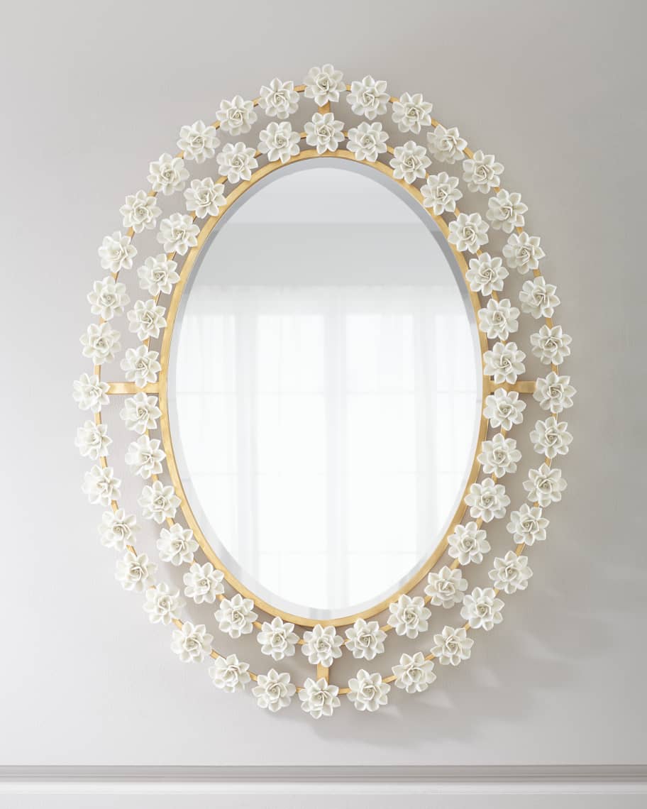 Image 1 of 2: Porcelain Flower Mirror