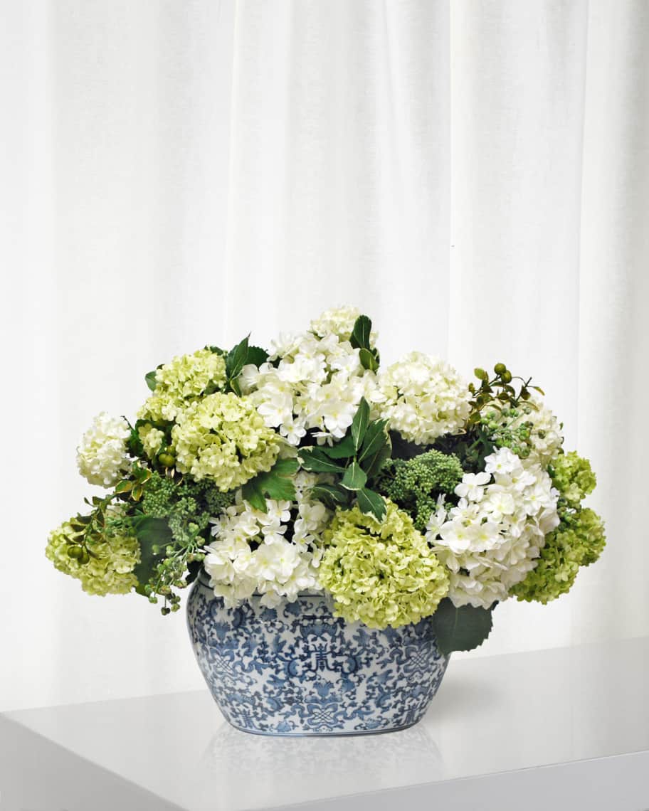 Hydrangea4937　1202 Winward Home Hydrangea in Oval Planter | Horchow