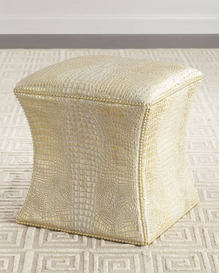 Image 1 of 5: Roscoe Leather Ottoman