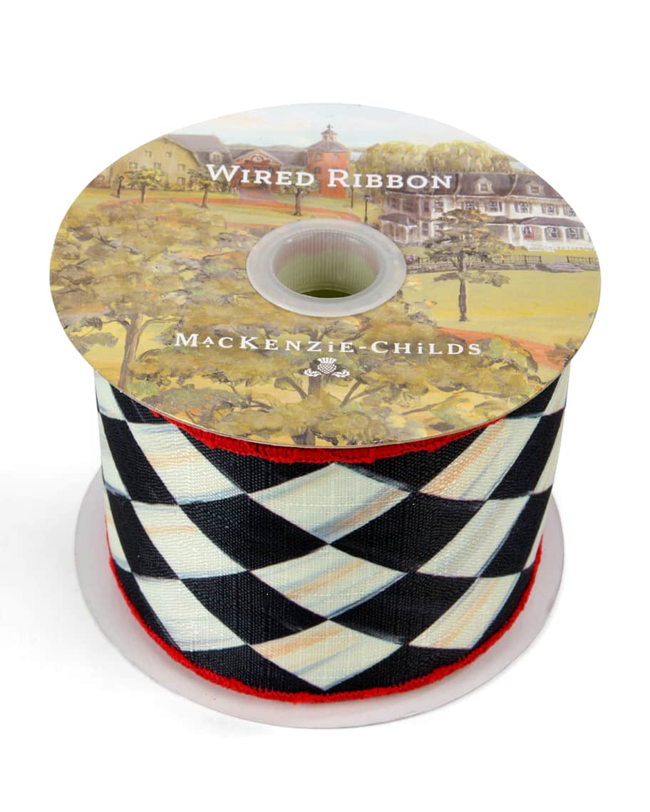 MacKenzie-Childs Courtly Harlequin Chartreuse-Back Ribbon, 3