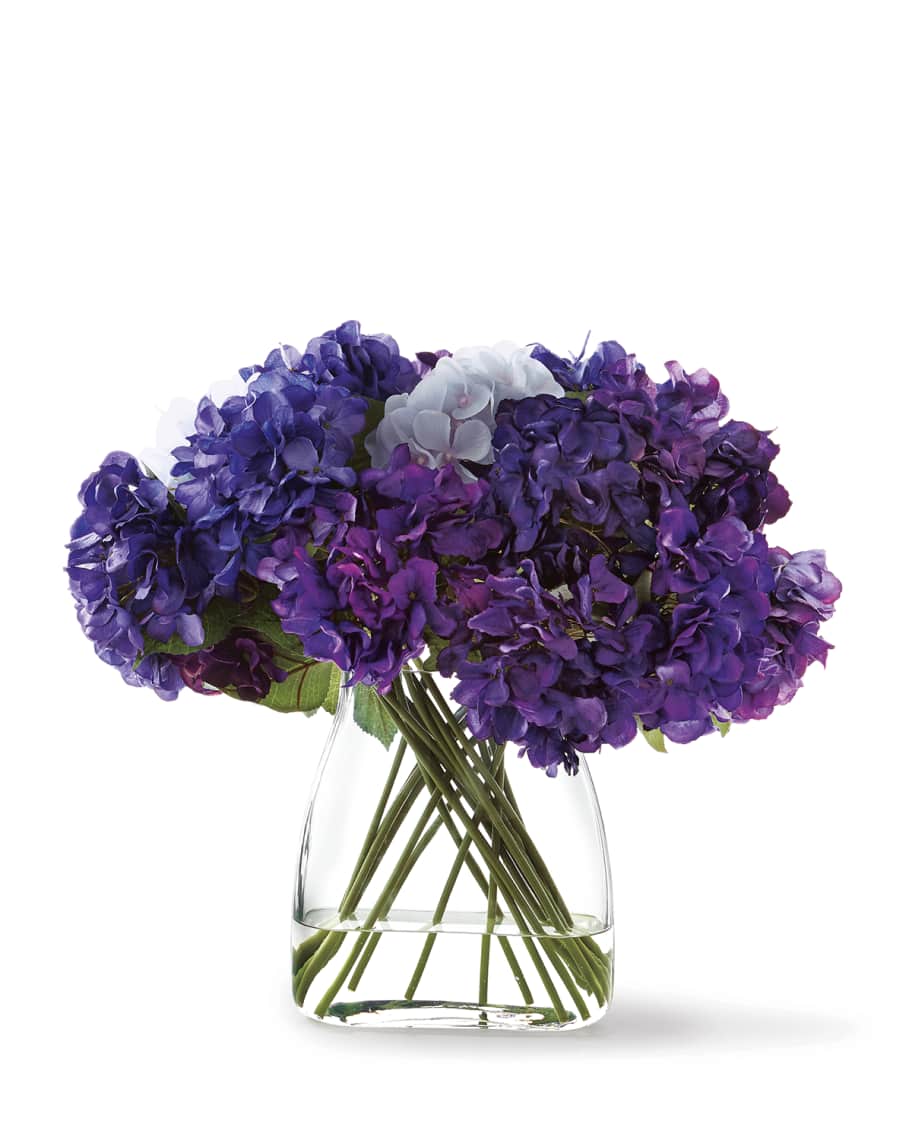 Image 2 of 2: Imperial Hydrangeas Faux Florals in Glass Vase