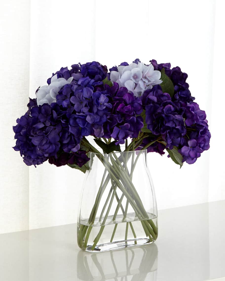 Image 1 of 2: Imperial Hydrangeas Faux Florals in Glass Vase