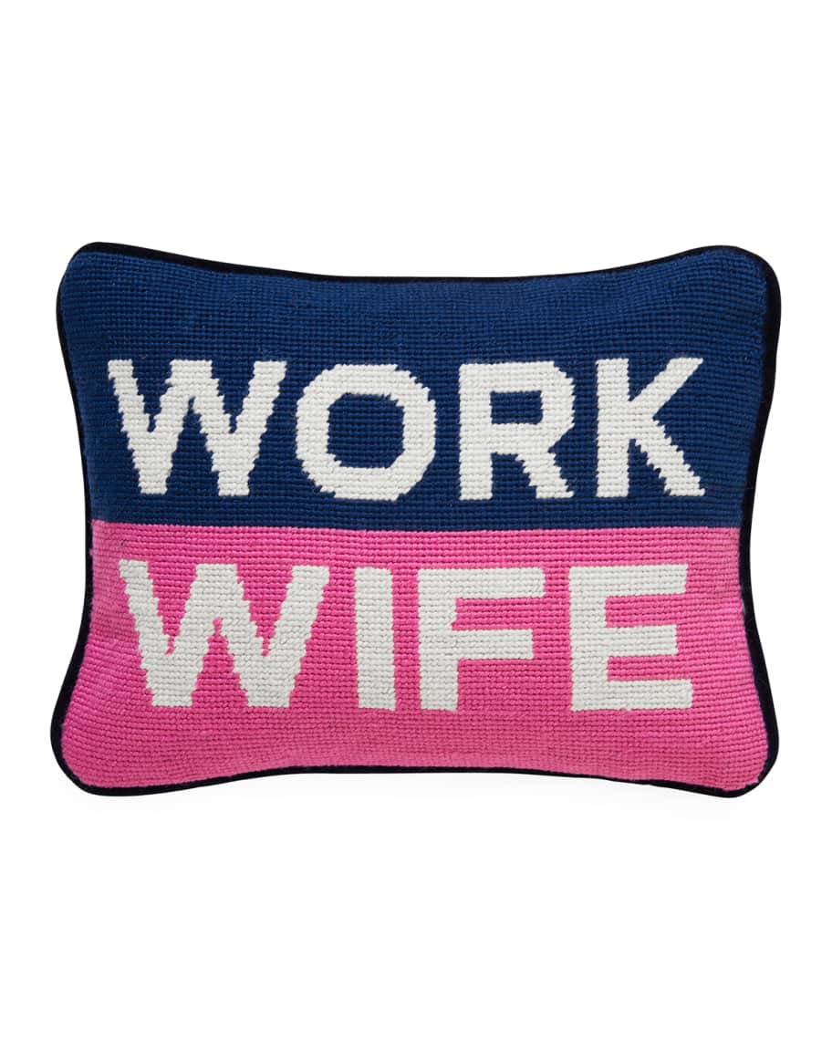 Image 1 of 2: Work Wife Needlepoint Personality Pillow