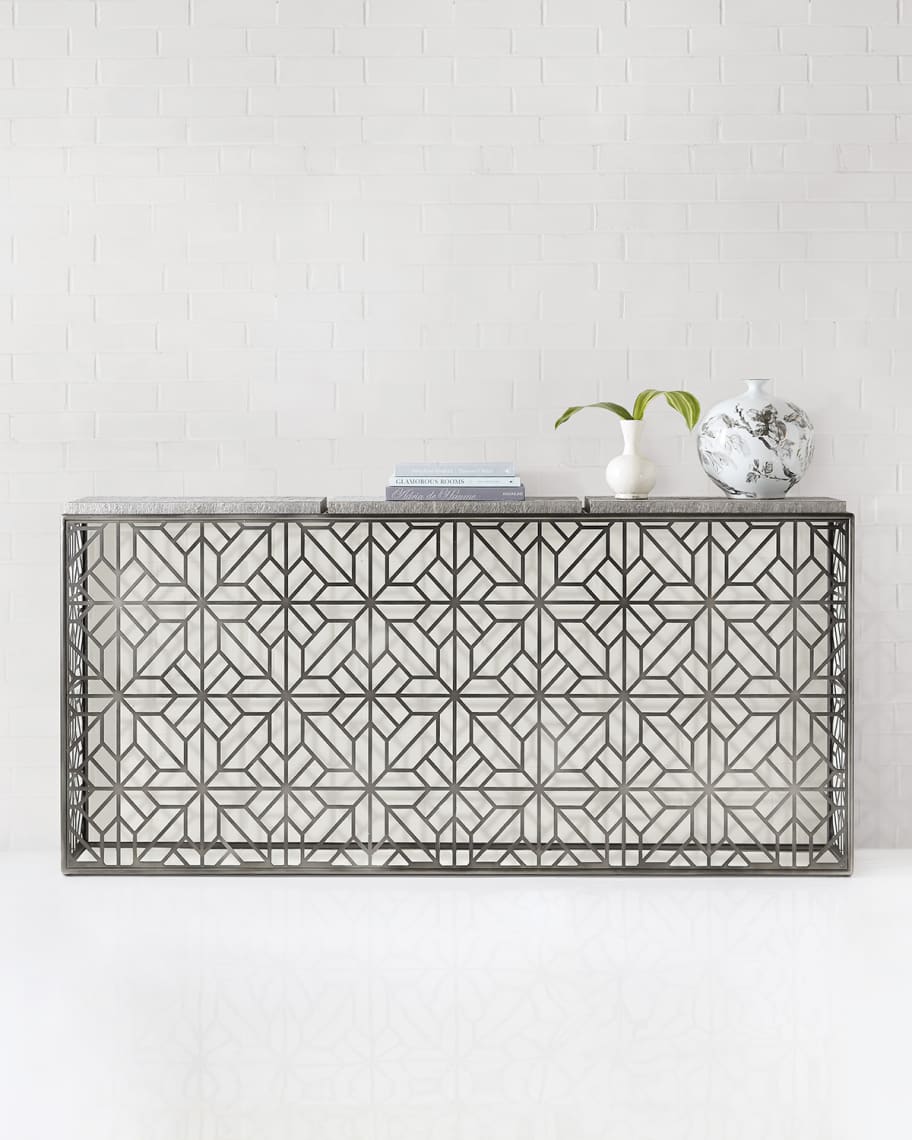 Image 2 of 4: Laser Cut Metal Console Table