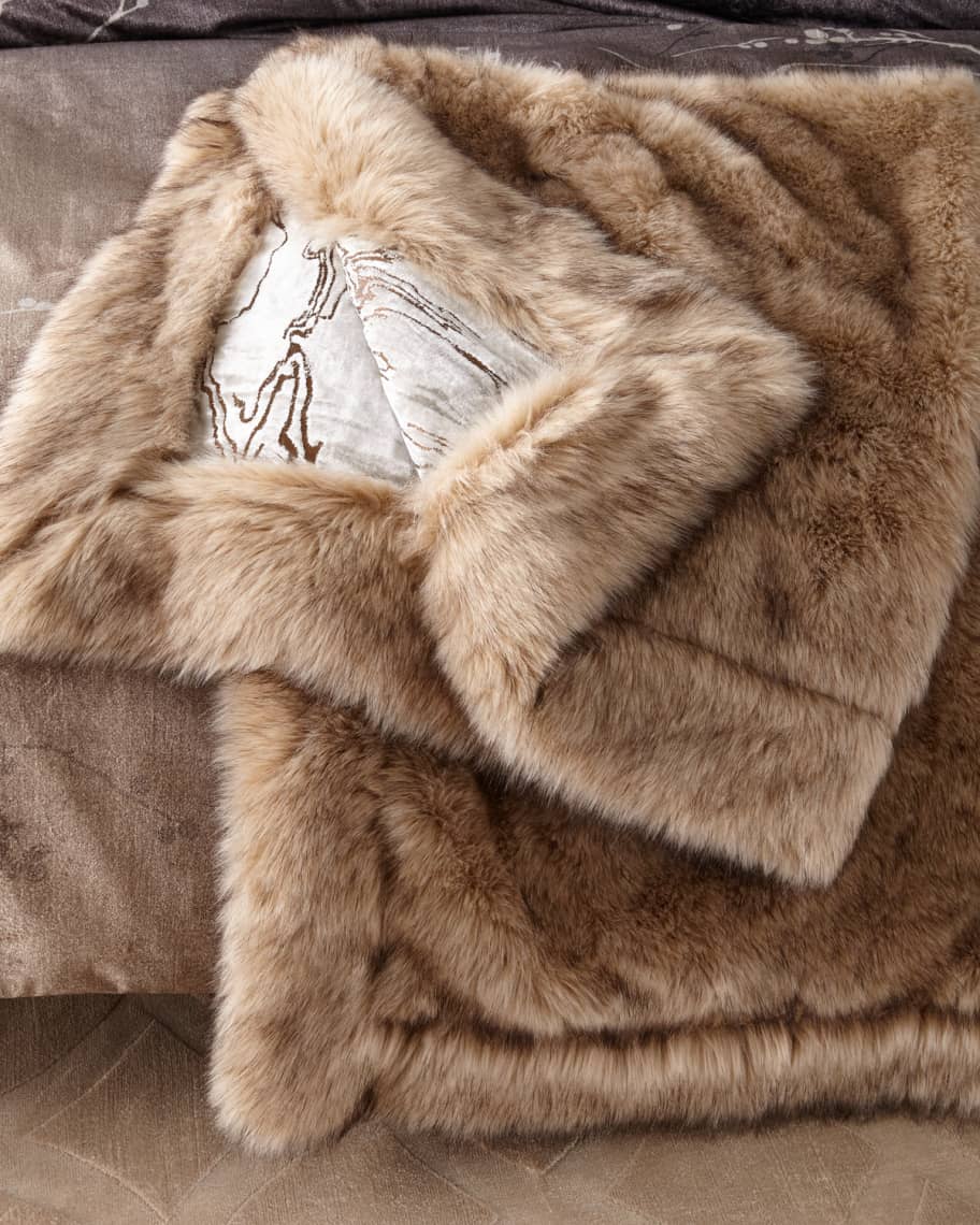 Image 1 of 1: Moire Faux-Fur Throw Blanket