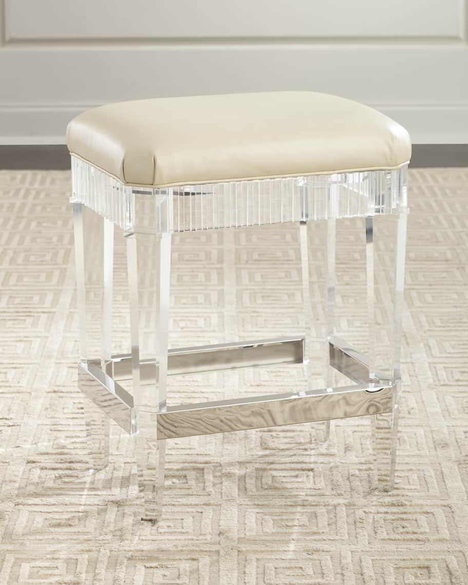 Ambella Fluted Acrylic Leather Counter Stool Horchow