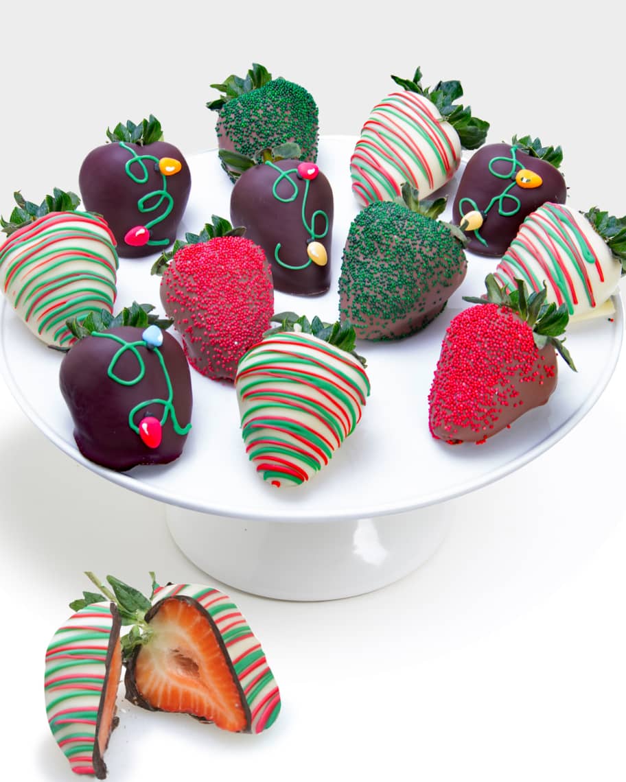 Image 1 of 1: Christmas Light Belgian Chocolate Covered Strawberries