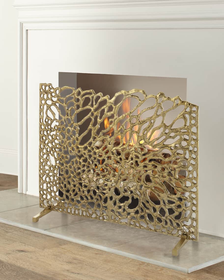 Image 1 of 3: Gold Organic Fireplace Screen