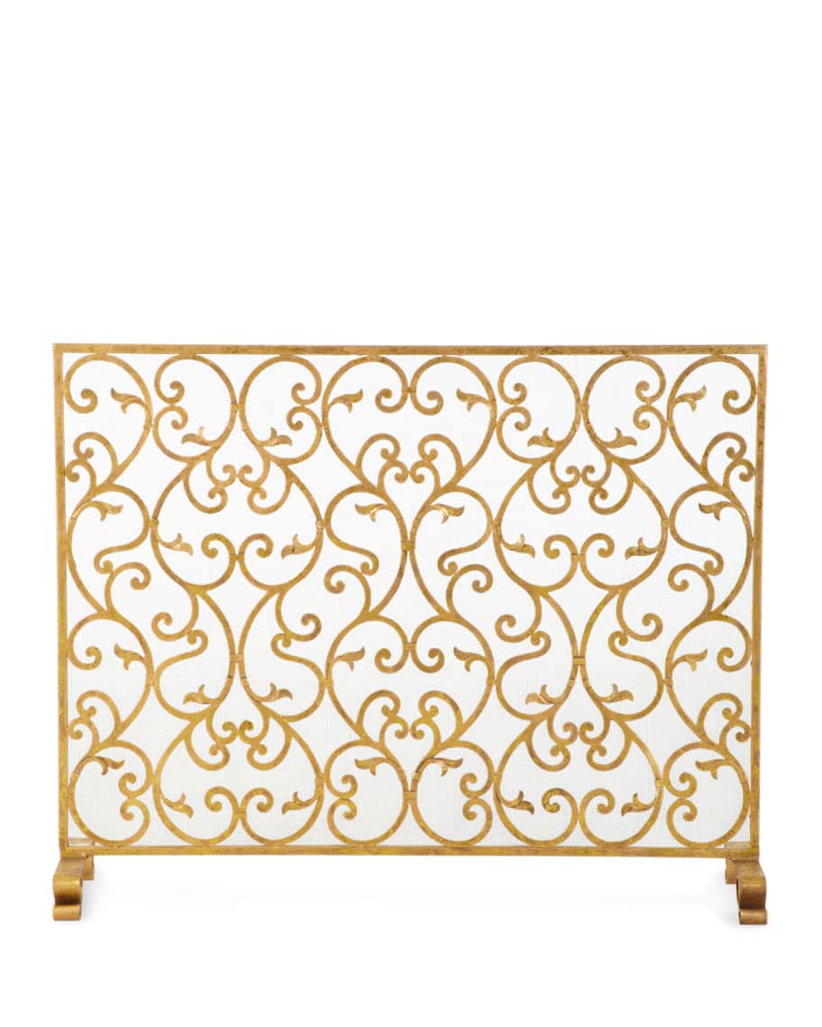 Tole Scroll and Leaf Design Fireplace Screen