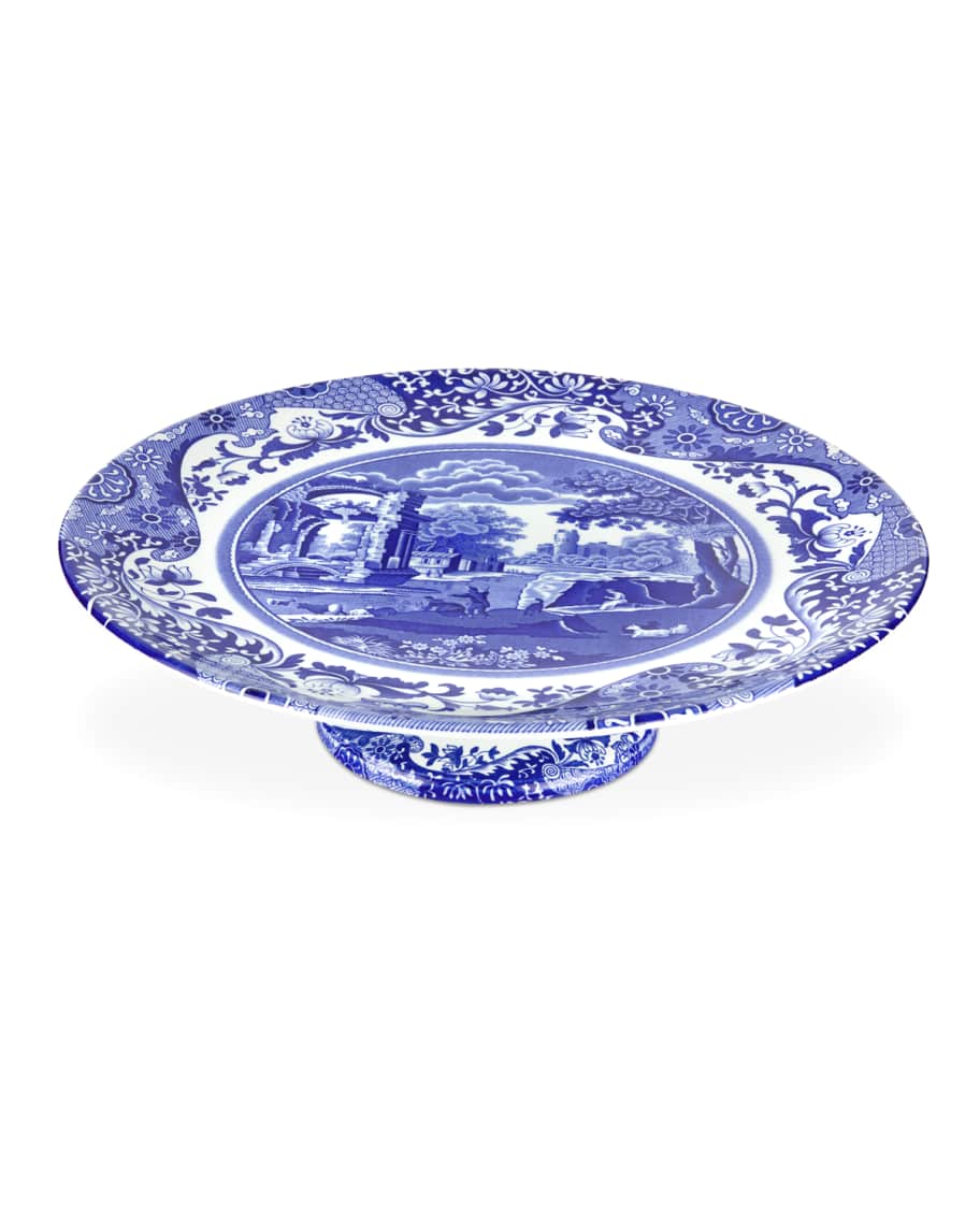 Image 1 of 1: Blue Italian Footed Cake Plate