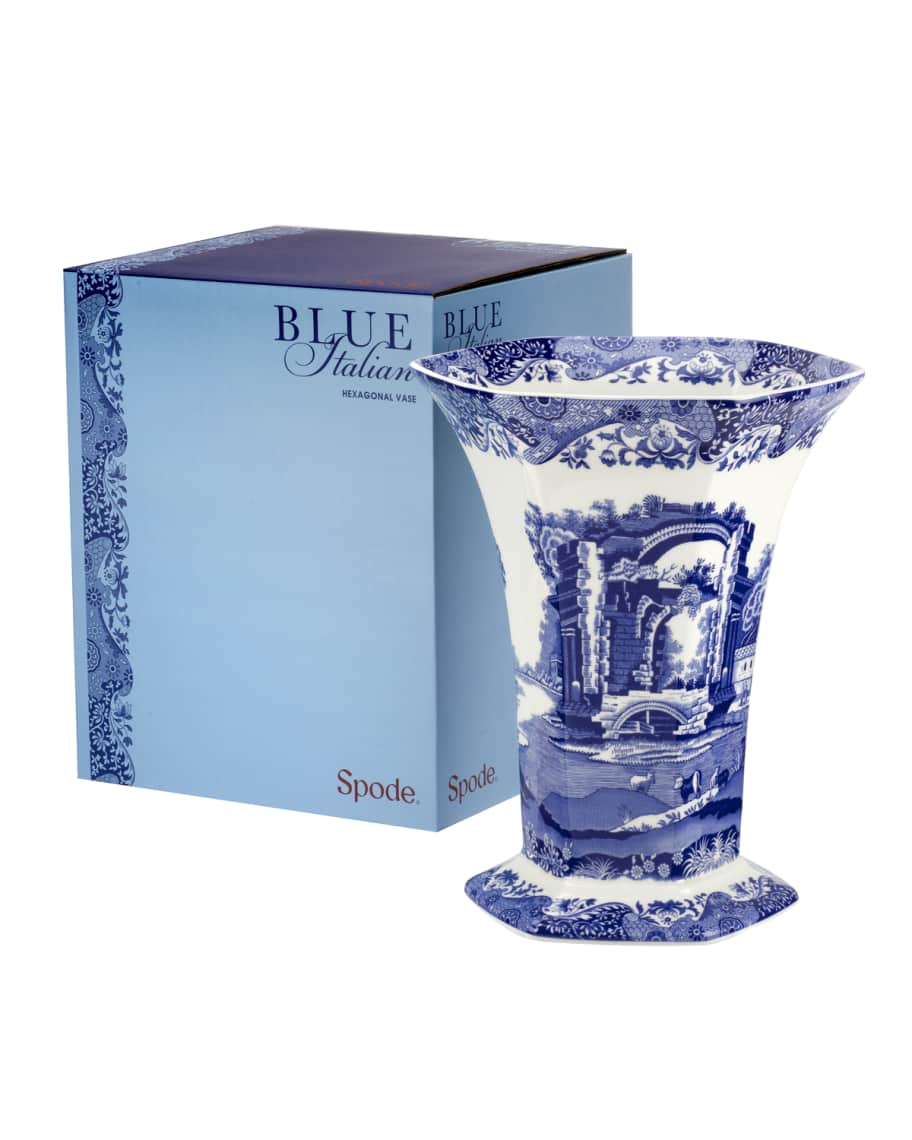 Spode Blue Italian Hexagonal Vase Horchow