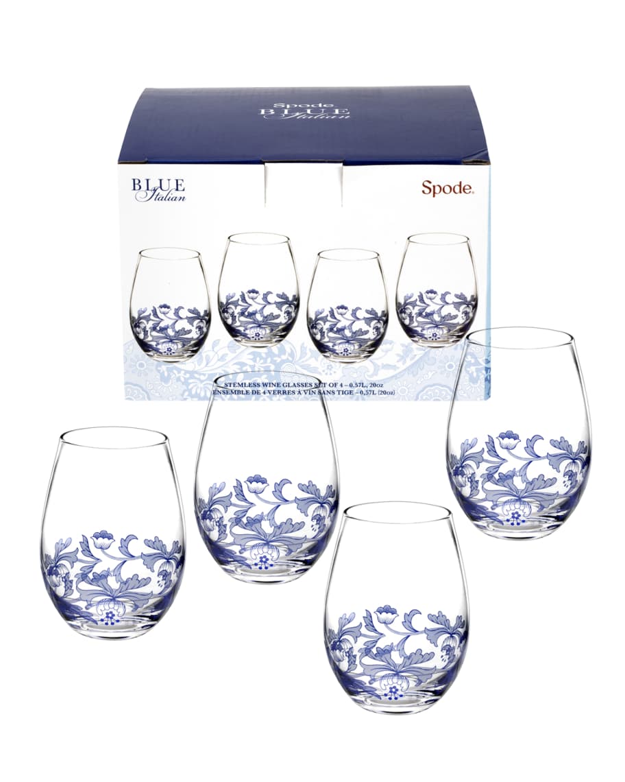 Image 2 of 2: Blue Italian Stemless Glasses, Set of 4