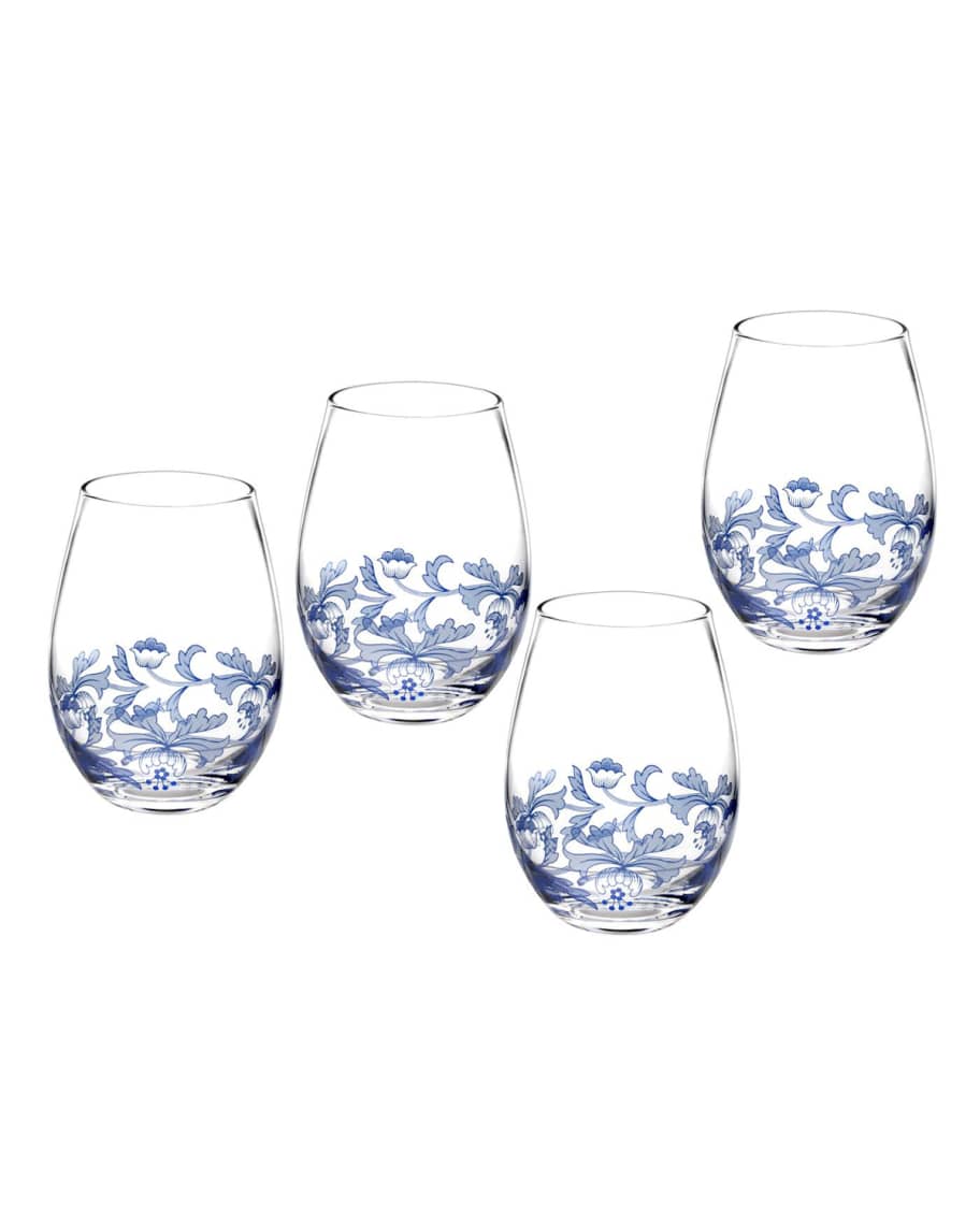 Image 1 of 2: Blue Italian Stemless Glasses, Set of 4