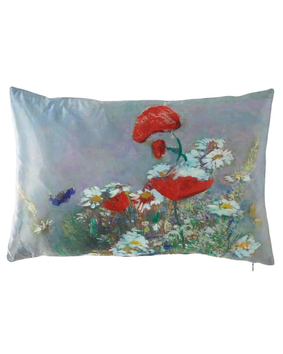 Image 1 of 1: Orange Poppies Lumbar Pillow