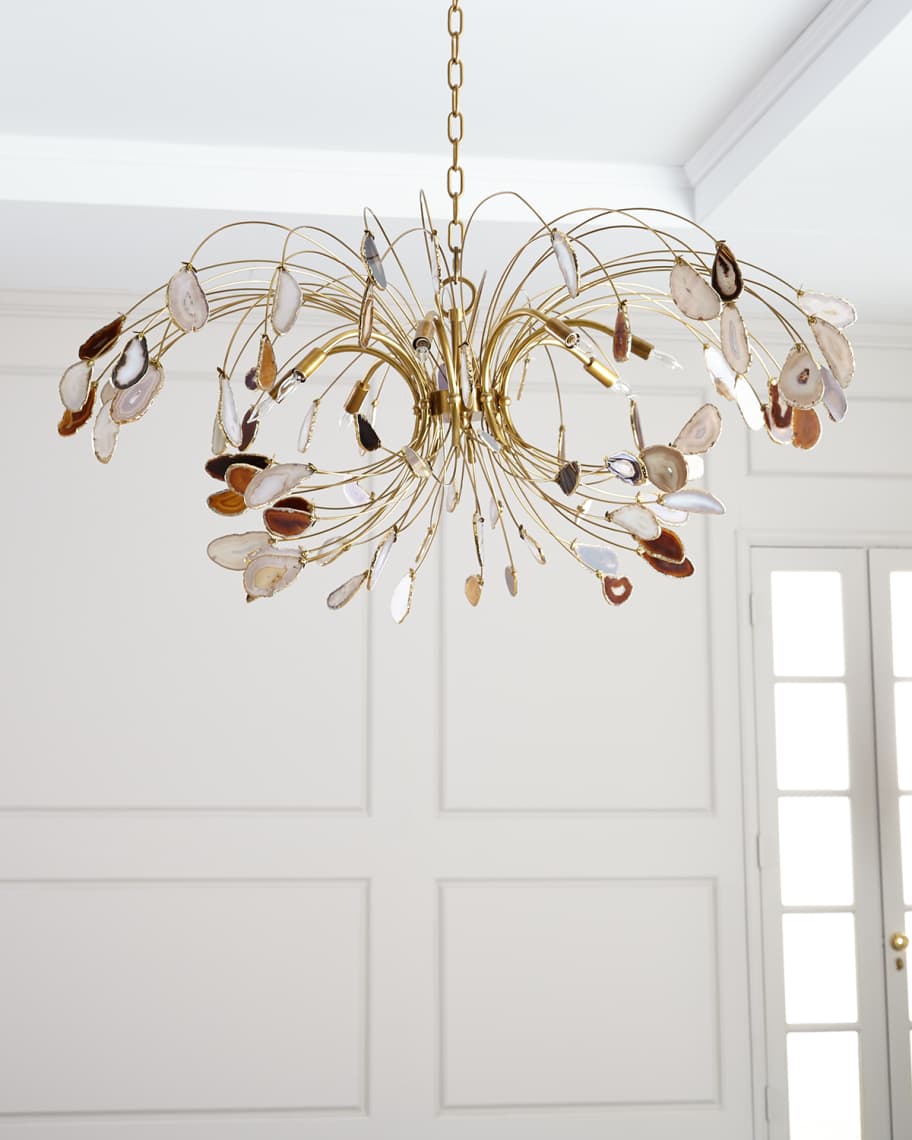 John Richard Collection Agate and Brass 8 Light Chandelier Horchow