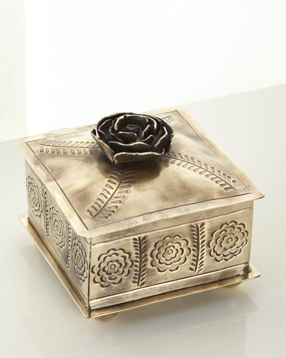 Image 1 of 2: Small Stamped Rose Box