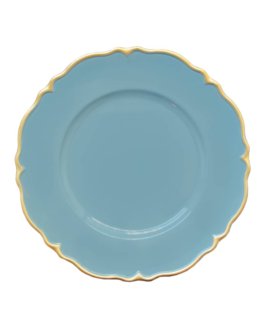 Image 2 of 2: Elle Blue/Gold Scalloped Chargers, Set of 4