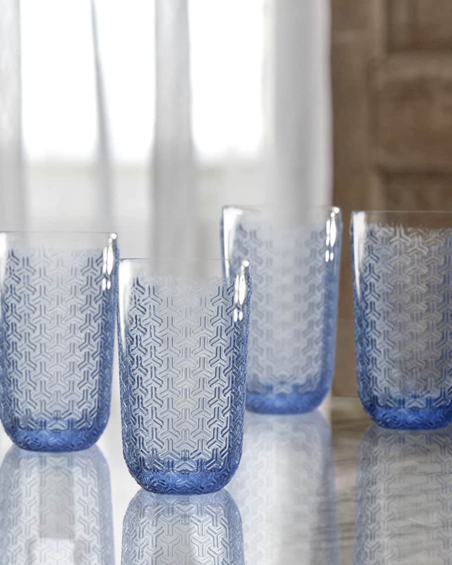 Image 1 of 2: Bistro Key Blue Highball Glasses, Set of 4