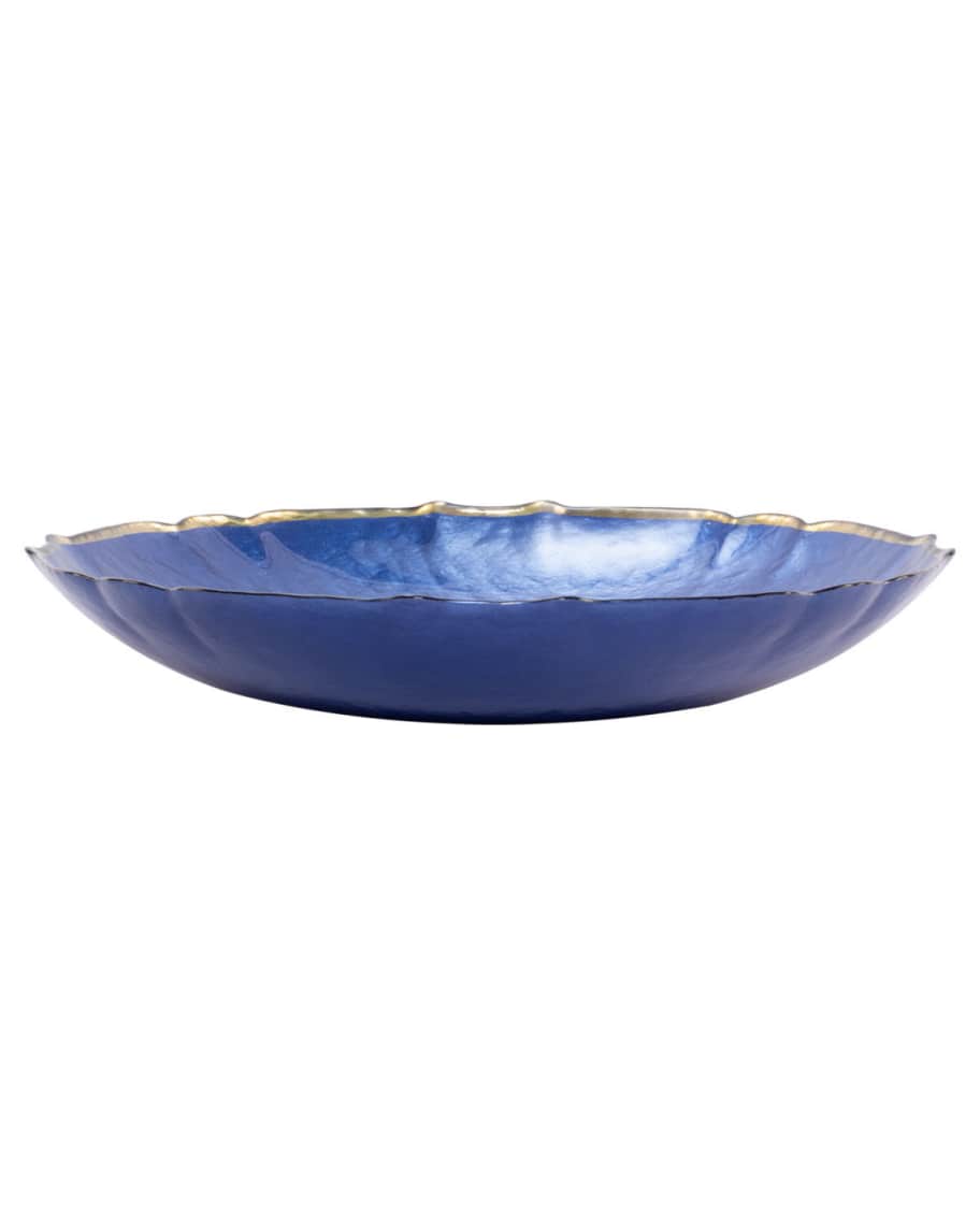 Image 1 of 2: Pastel Glass Large Bowl, Cobalt