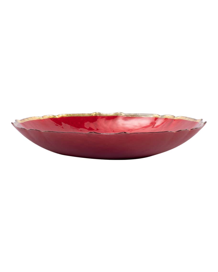Image 1 of 2: Pastel Glass Medium Bowl, Red