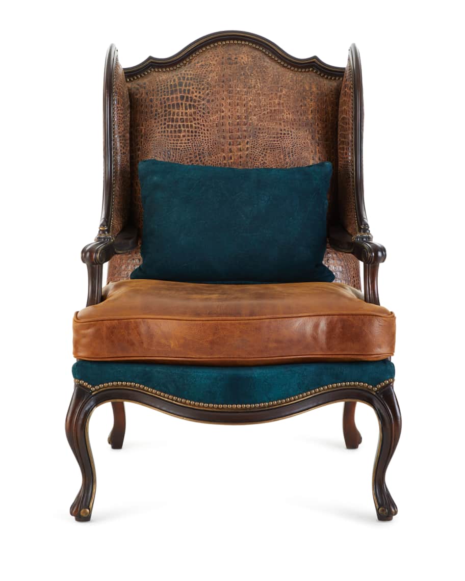 Image 2 of 4: Aries Leather Wing Chair