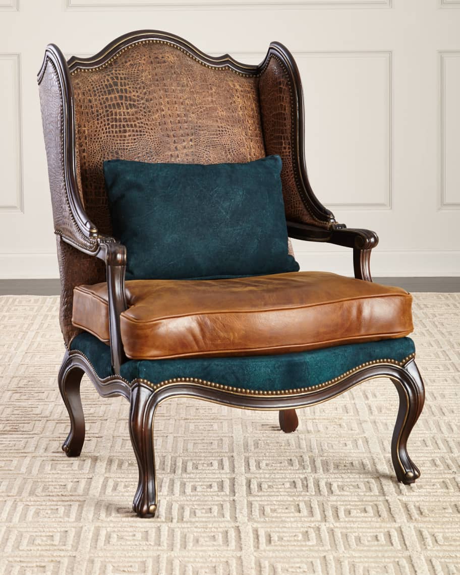 Image 1 of 4: Aries Leather Wing Chair