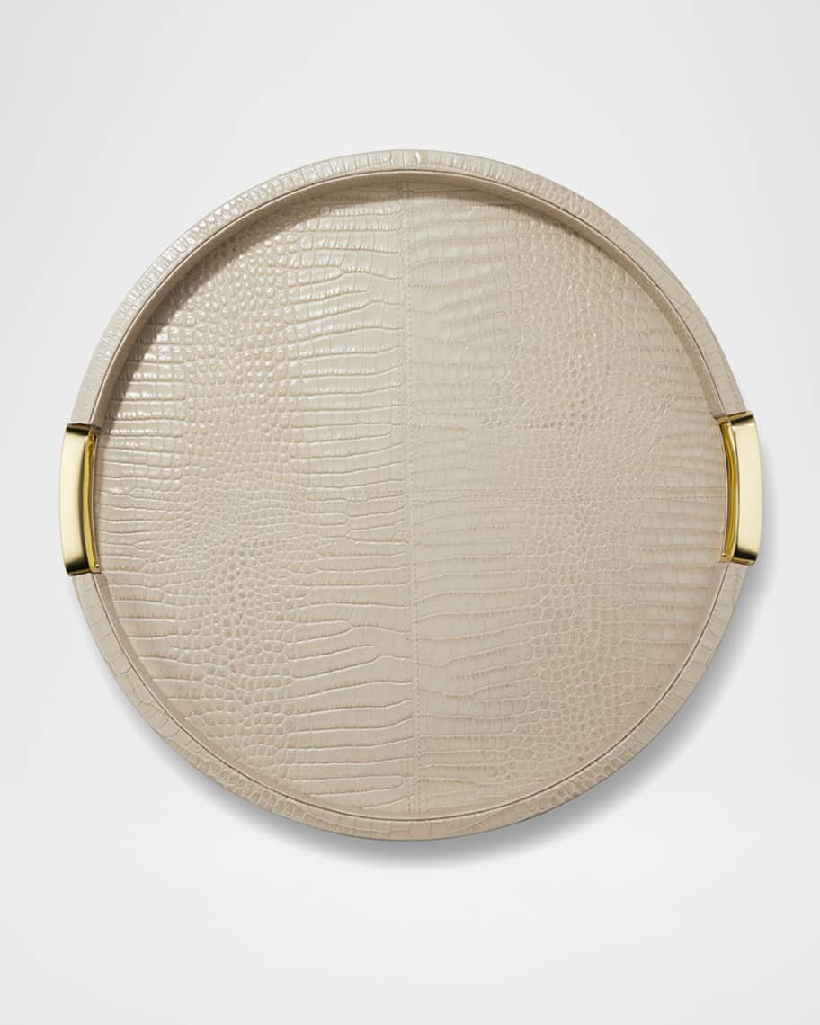 Image 2 of 2: Carina Crocodile Embossed Leather Tray