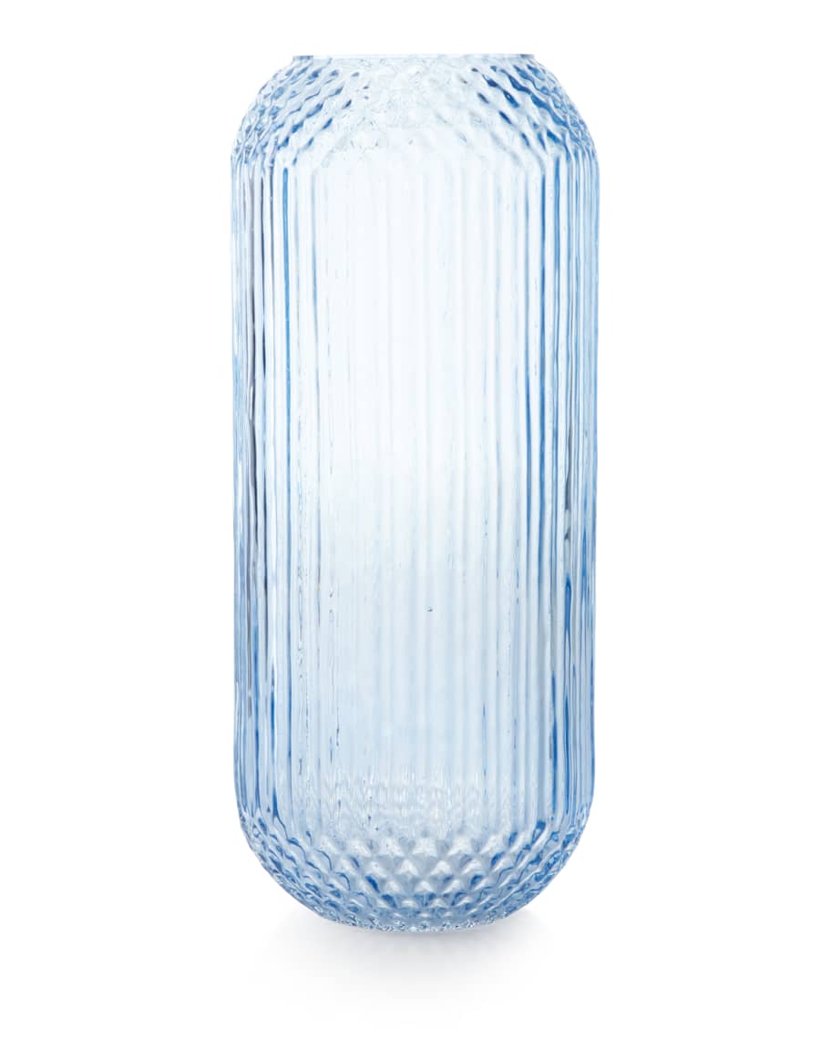 Image 1 of 1: Pressed Glass Vase, Blue