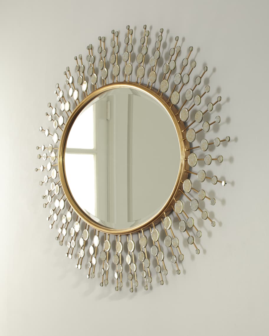 Image 3 of 3: Gold Sun Ray Mirror