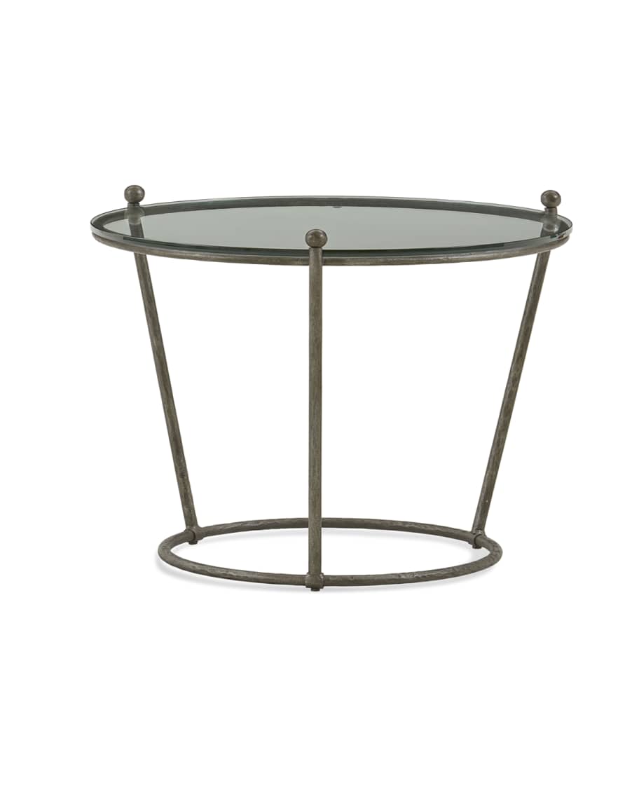 Image 2 of 2: Cortland Round Iron & Glass End Table
