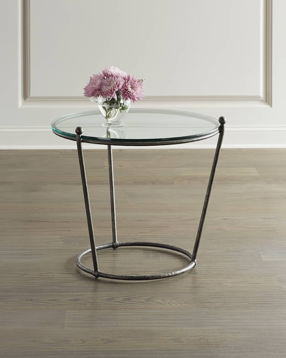 Image 1 of 2: Cortland Round Iron & Glass End Table