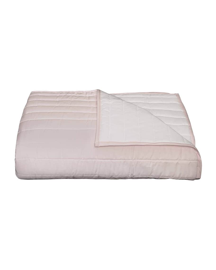 Image 2 of 2: Reversible Quilted King Coverlet, Pink/White