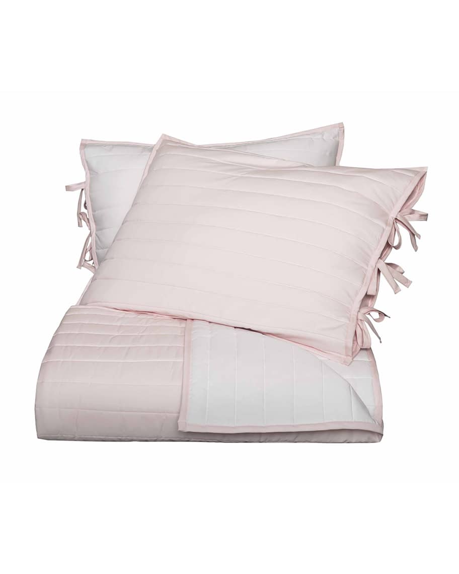 Image 1 of 2: Reversible Quilted King Coverlet, Pink/White