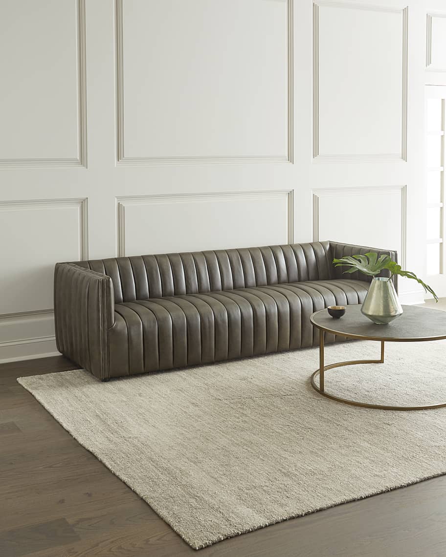 Aldine Channel Tufted Leather Sofa 97