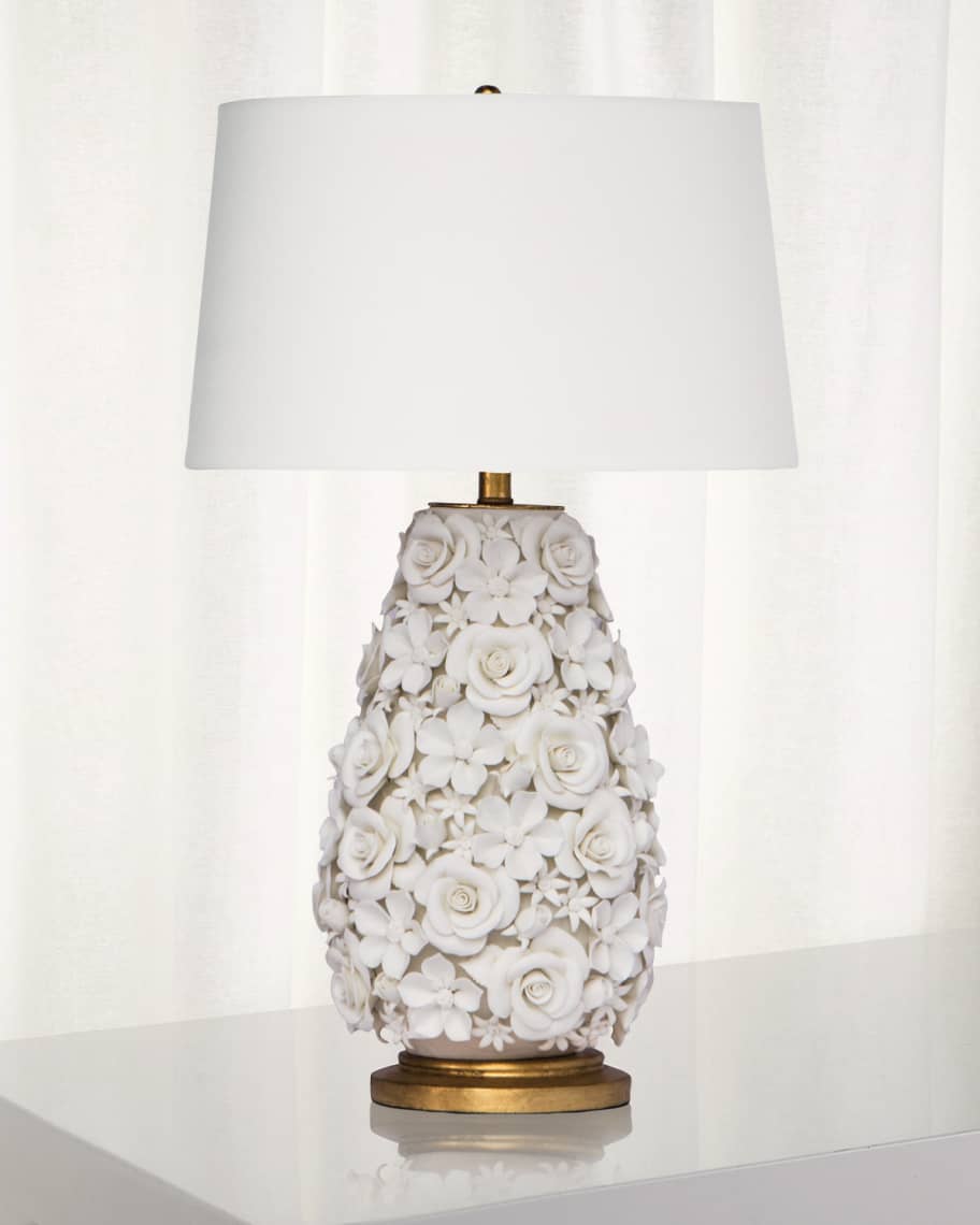 White flower top table lamp