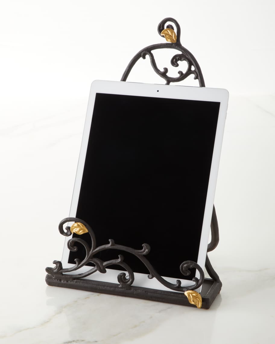 Image 3 of 4: Gold Leaf Book/Tablet Stand with Stoneware Message Board