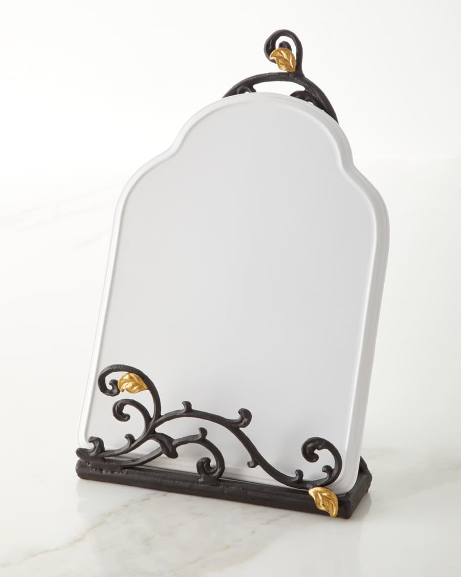 Image 1 of 4: Gold Leaf Book/Tablet Stand with Stoneware Message Board