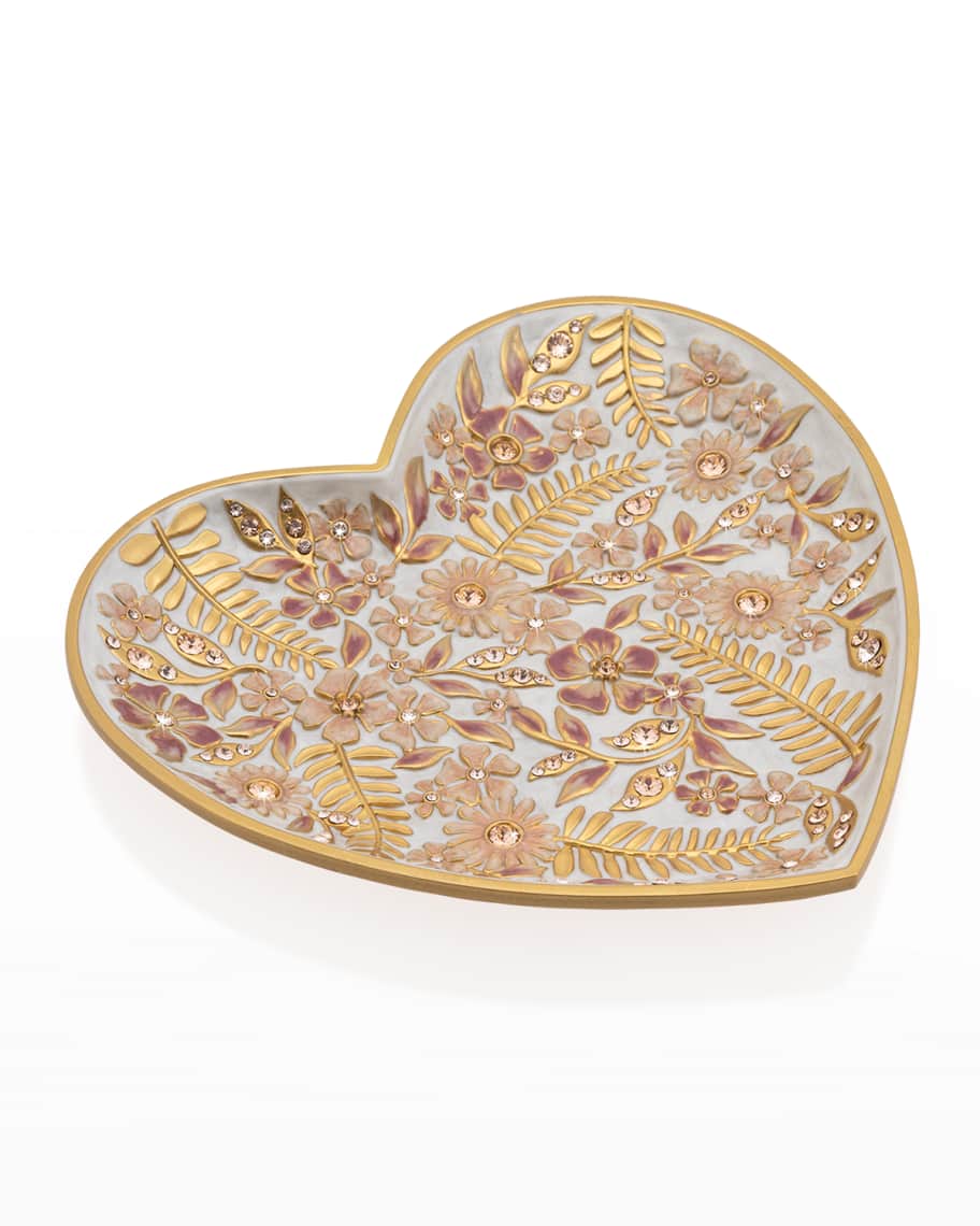 Image 1 of 2: Boudoir Floral Heart Trinket Tray