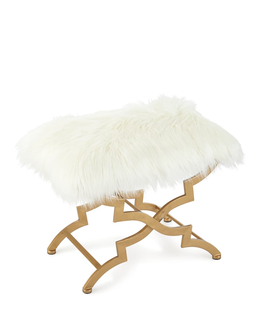 Image 3 of 4: Vanessa Faux Fur Bench