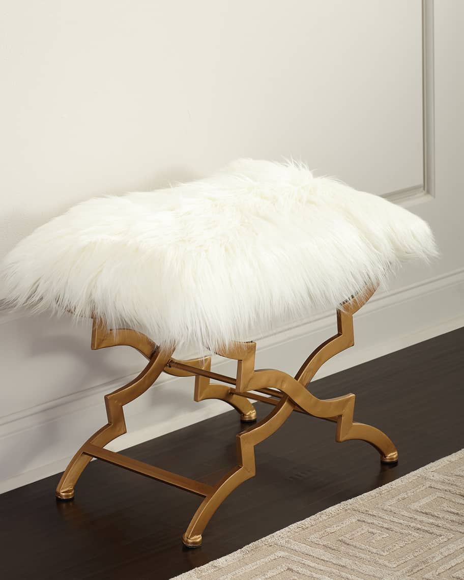 Image 1 of 4: Vanessa Faux Fur Bench