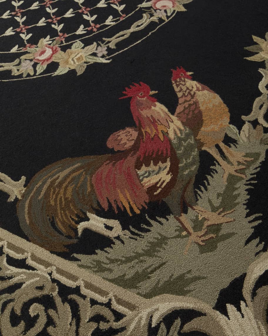 Image 2 of 3: Bijou Rooster Hand-Hooked Rug, 9.9' x 13.9'