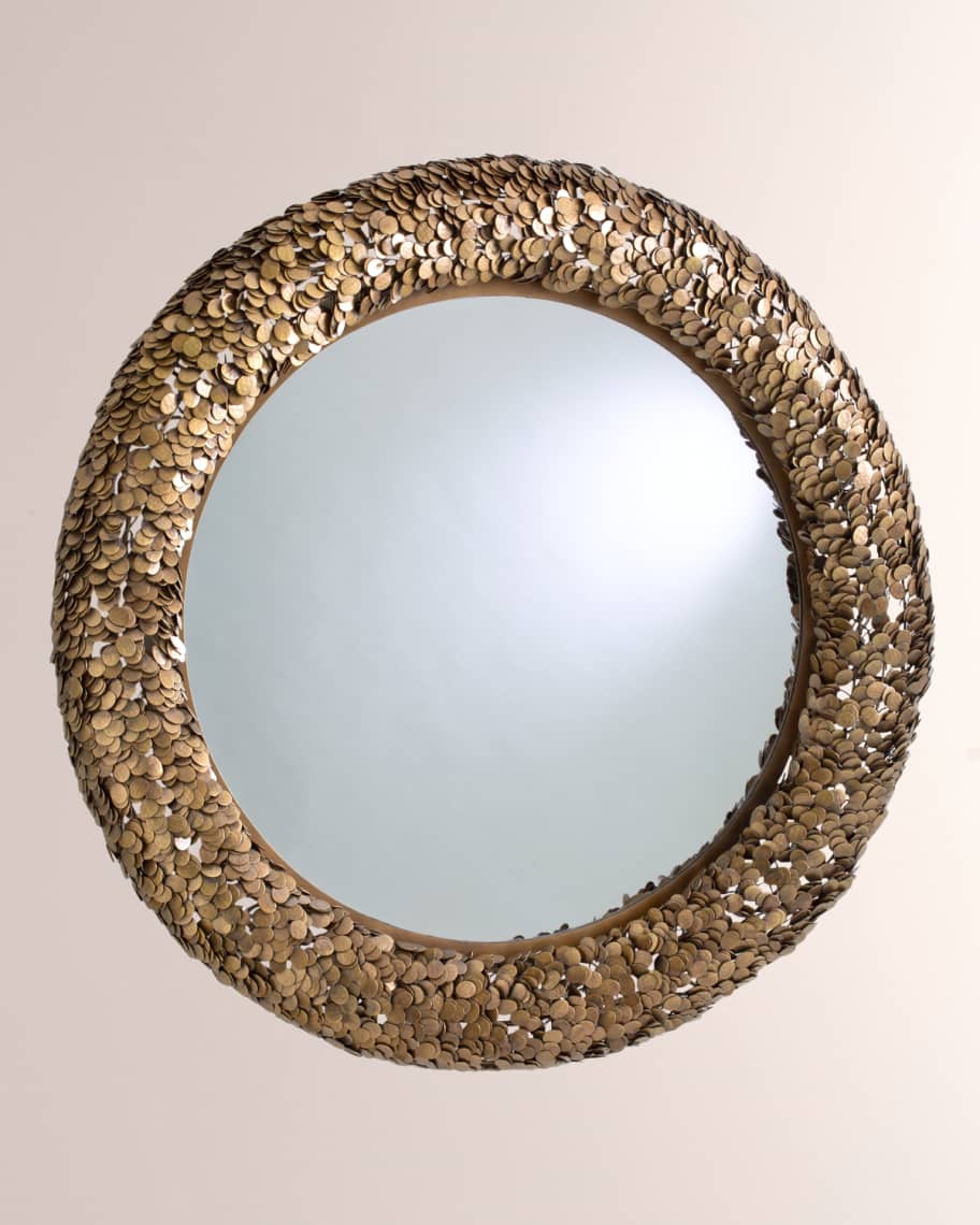 Image 1 of 2: Coin Antiqued Brass Mirror