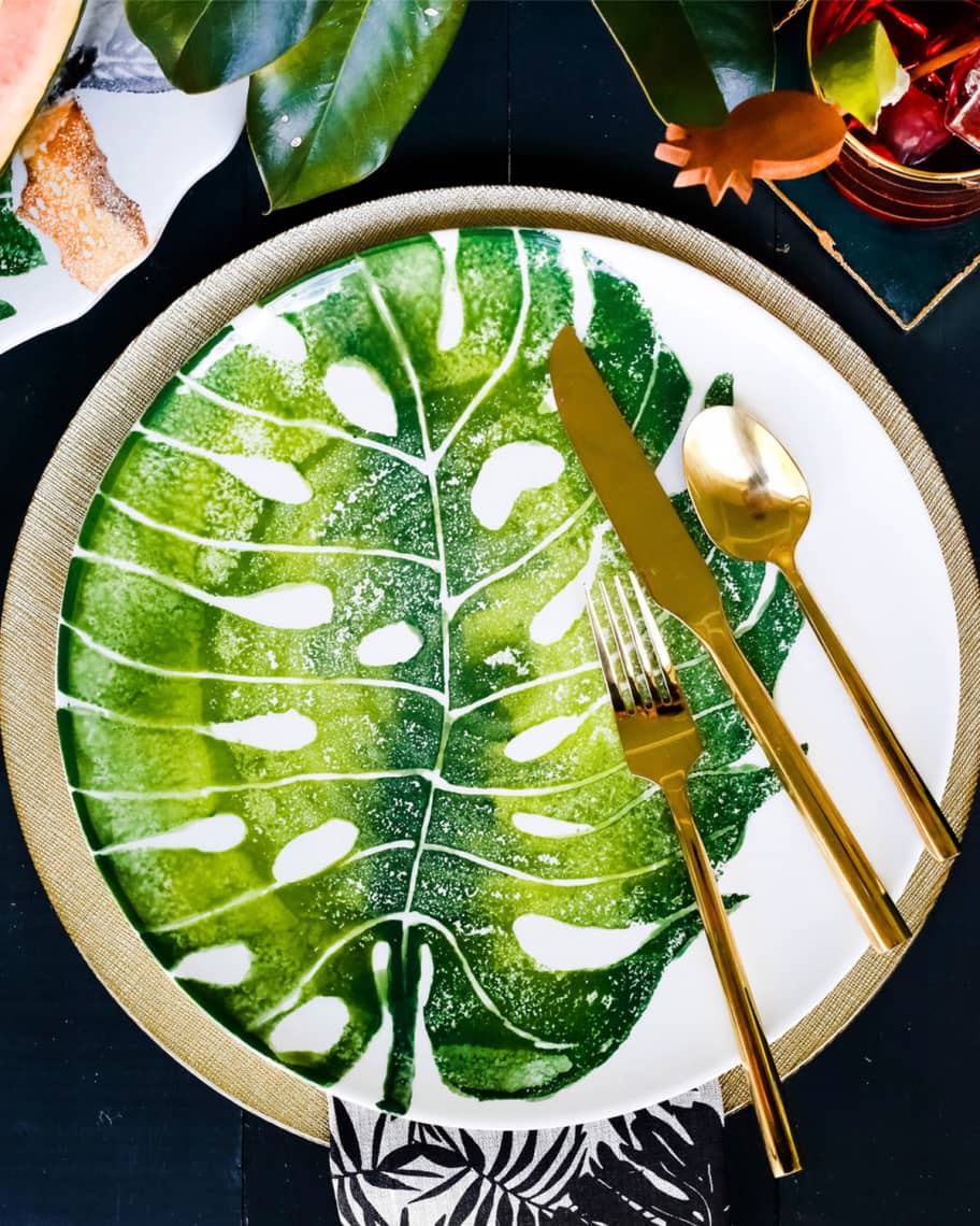 Image 2 of 2: Into The Jungle Monstera Leaf Dinner Plate