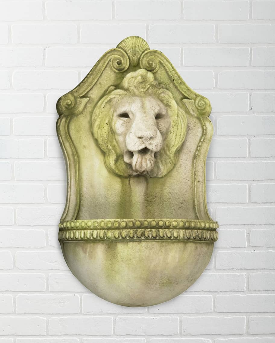 Image 1 of 1: Aged Lion Wall Fountain