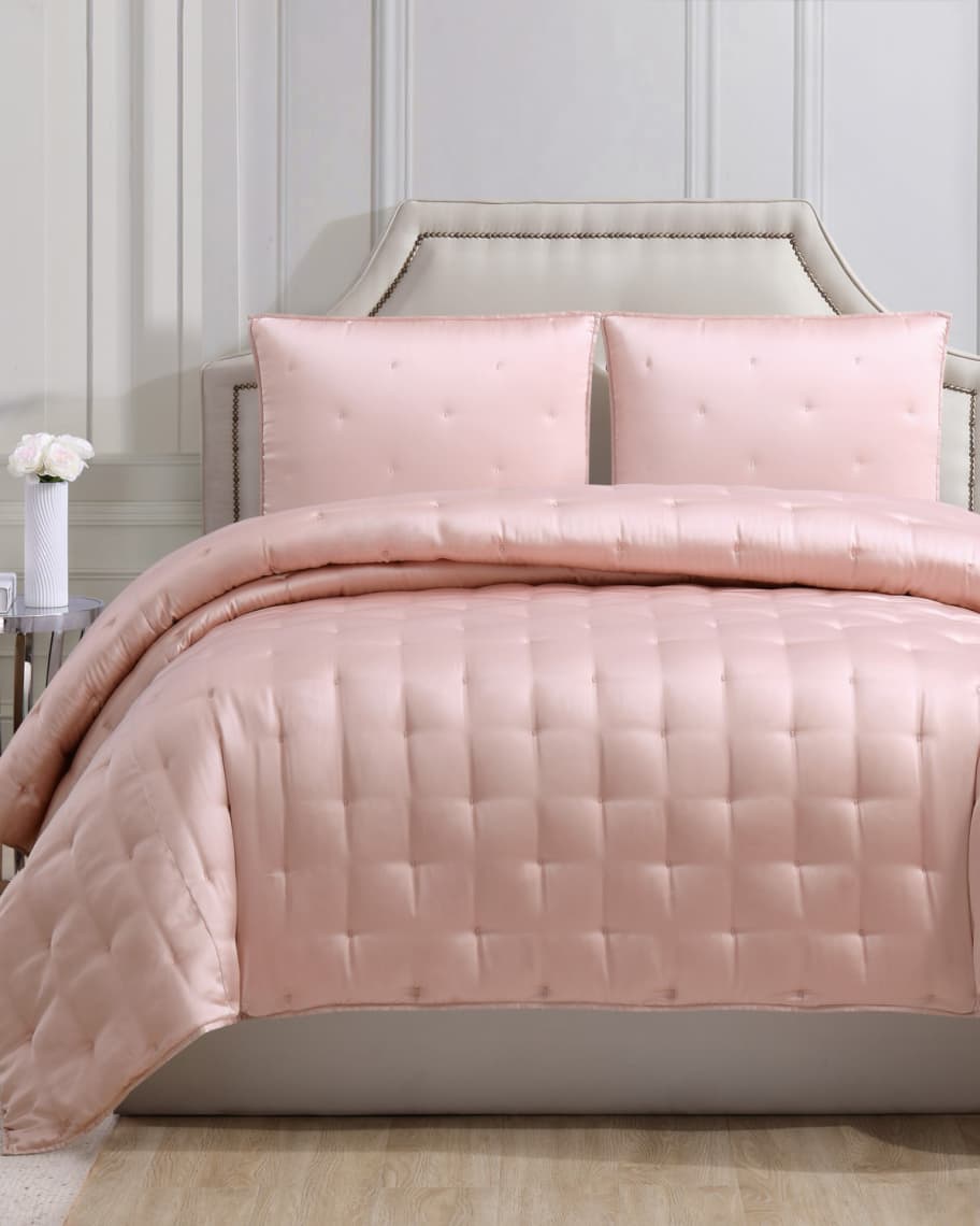 Image 1 of 2: Silky Satin King Coverlet Set