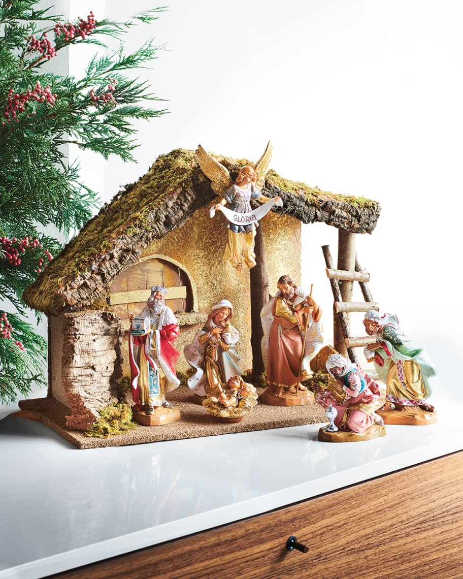 Image 2 of 4: 7-Piece Nativity Set with Italian Stable