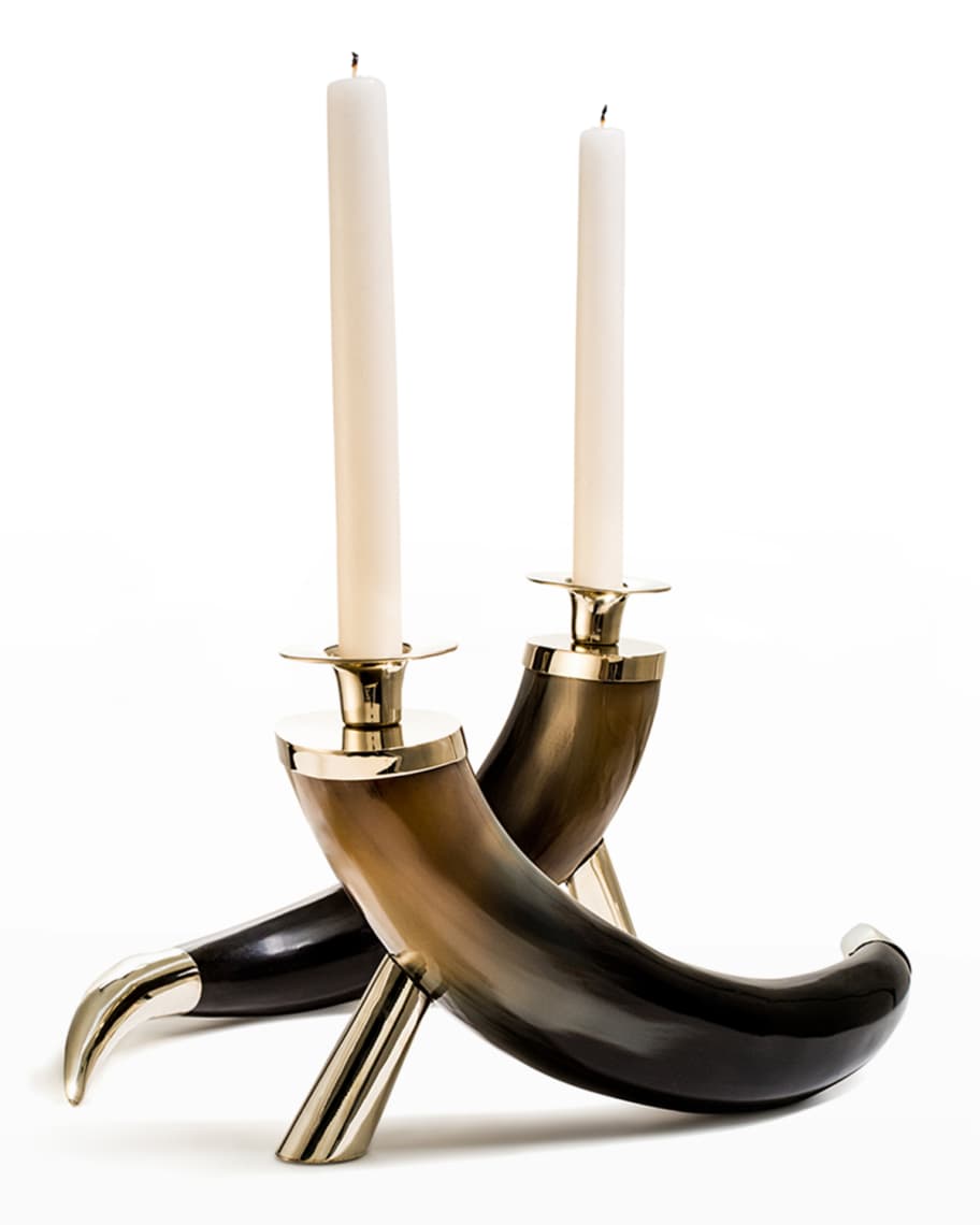 Image 2 of 3: Large Bull Horn Candleholders