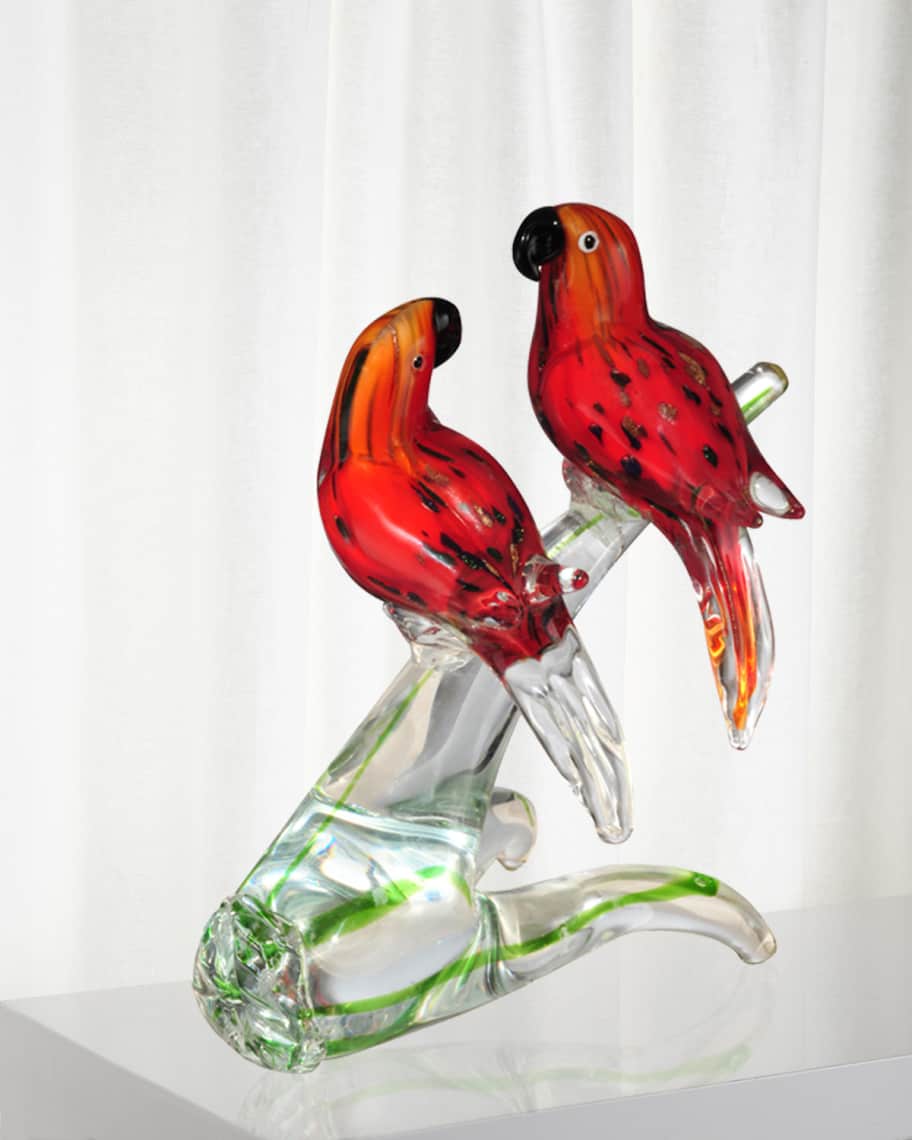 Image 1 of 1: Love Birds Decorative Art Glass Figurine